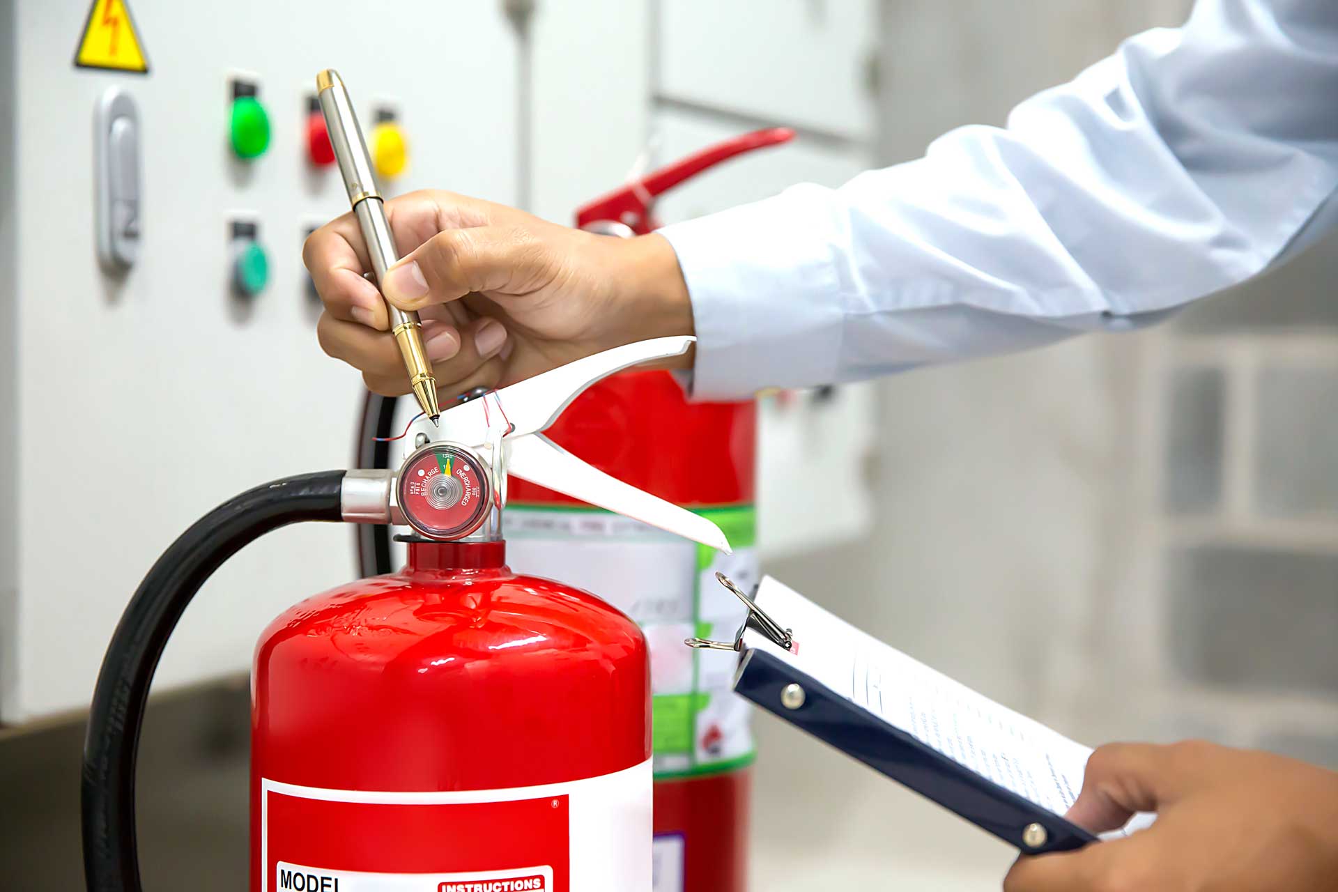 Fire extinguisher and fire blanket inspection