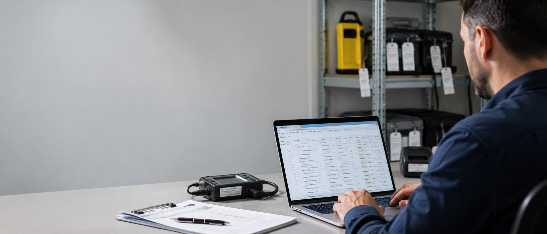 Digital compliance report and asset register on screen