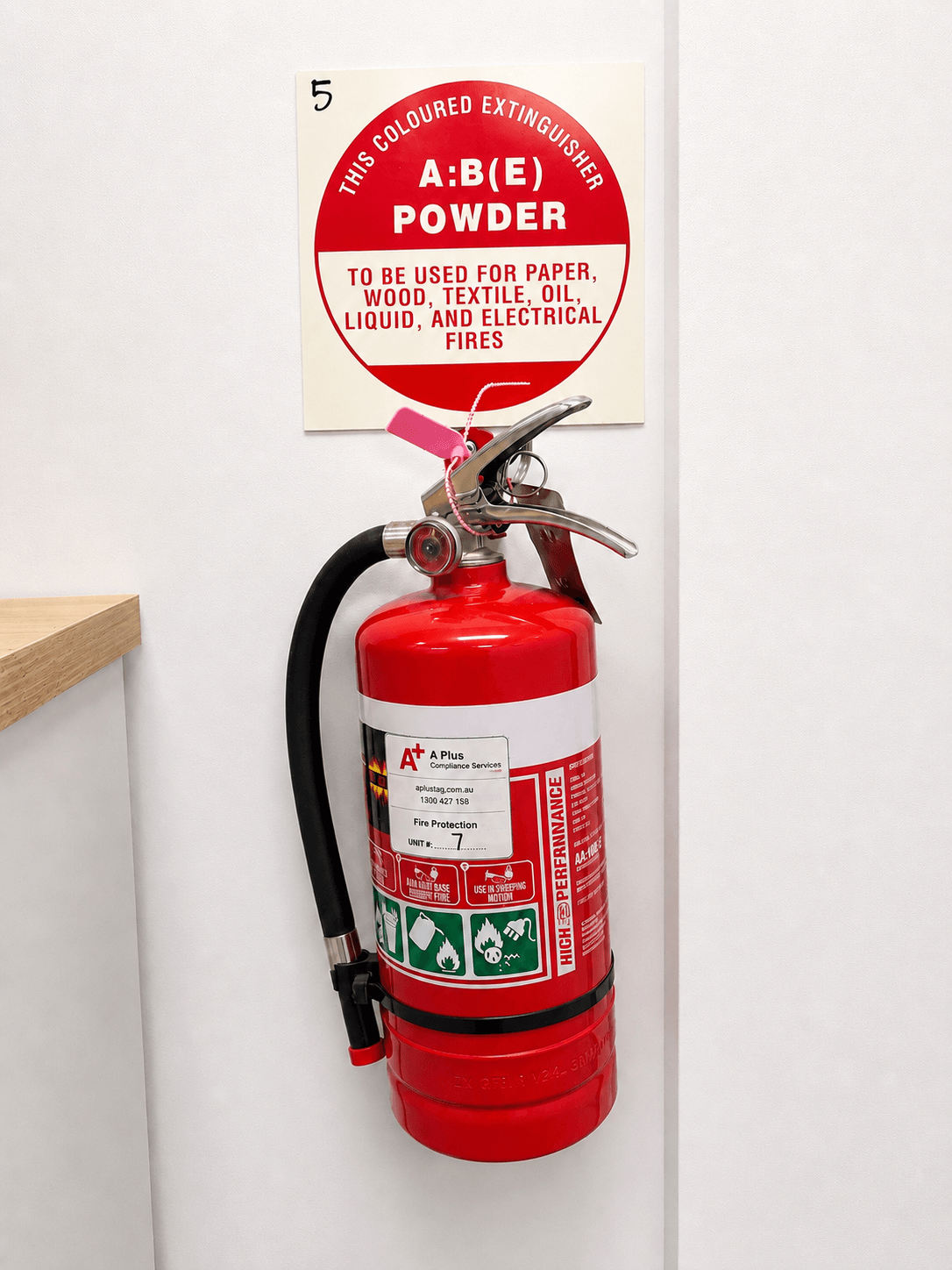 Portable fire extinguisher inspection at a workplace